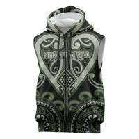 Custom Aotearoa Ngati Awa Sleeveless Zip Hoodie Maori Tribal Pattern LT05 Green - Polynesian Pride