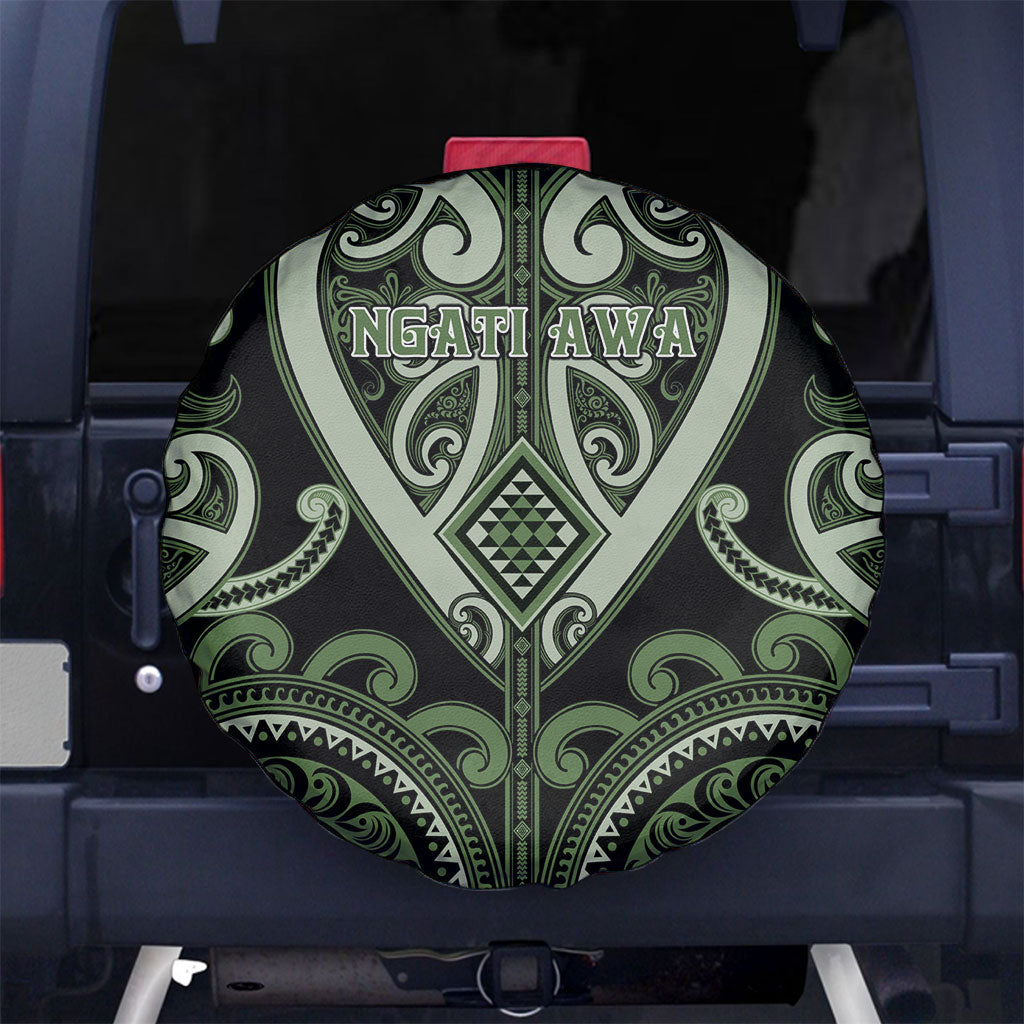 Aotearoa Ngati Awa Spare Tire Cover Maori Tribal Pattern LT05 No hole Green - Polynesian Pride