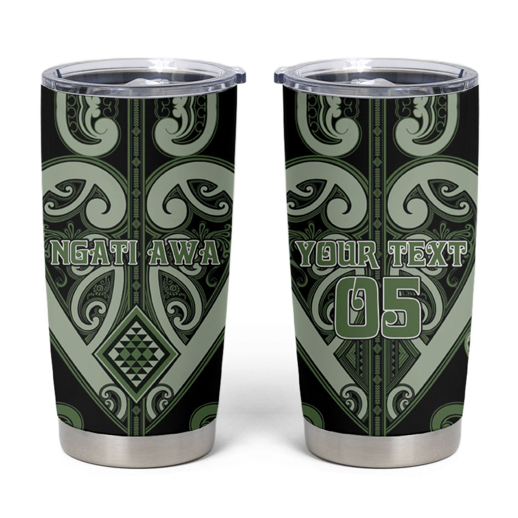 Custom Aotearoa Ngati Awa Tumbler Cup Maori Tribal Pattern LT05 Green - Polynesian Pride