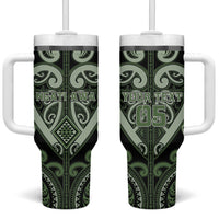 Custom Aotearoa Ngati Awa Tumbler With Handle Maori Tribal Pattern LT05 One Size: 40 oz Green - Polynesian Pride