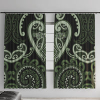 Aotearoa Ngati Awa Window Curtain Maori Tribal Pattern LT05 With Hooks Green - Polynesian Pride