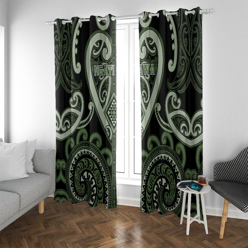 Aotearoa Ngati Awa Window Curtain Maori Tribal Pattern LT05 With Grommets Green - Polynesian Pride