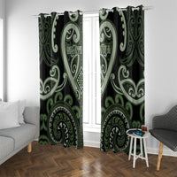 Aotearoa Ngati Awa Window Curtain Maori Tribal Pattern LT05 With Grommets Green - Polynesian Pride