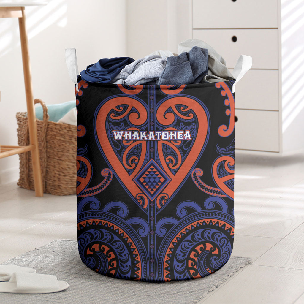 Aotearoa Whakatohea Laundry Basket Maori Tribal Pattern LT05 Navy - Polynesian Pride