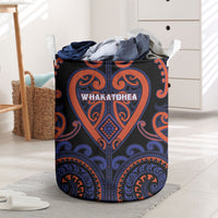Aotearoa Whakatohea Laundry Basket Maori Tribal Pattern LT05 Navy - Polynesian Pride