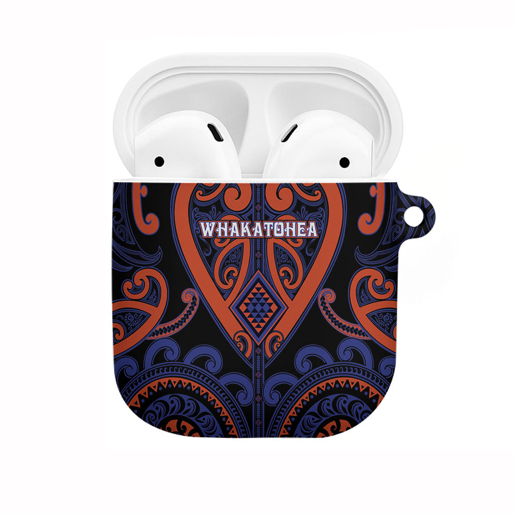 Aotearoa Whakatohea AirPods Case Maori Tribal Pattern LT05 Navy - Polynesian Pride