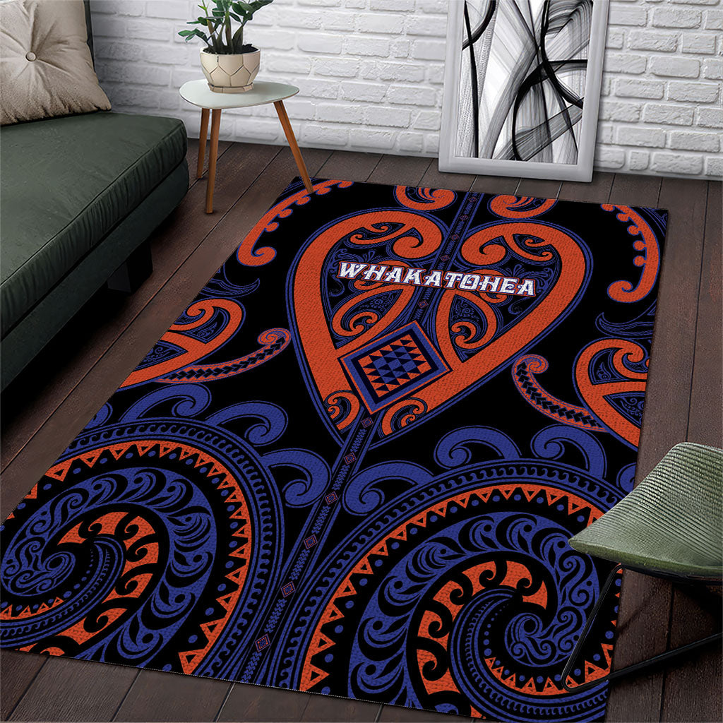 Aotearoa Whakatohea Area Rug Maori Tribal Pattern LT05 Navy - Polynesian Pride