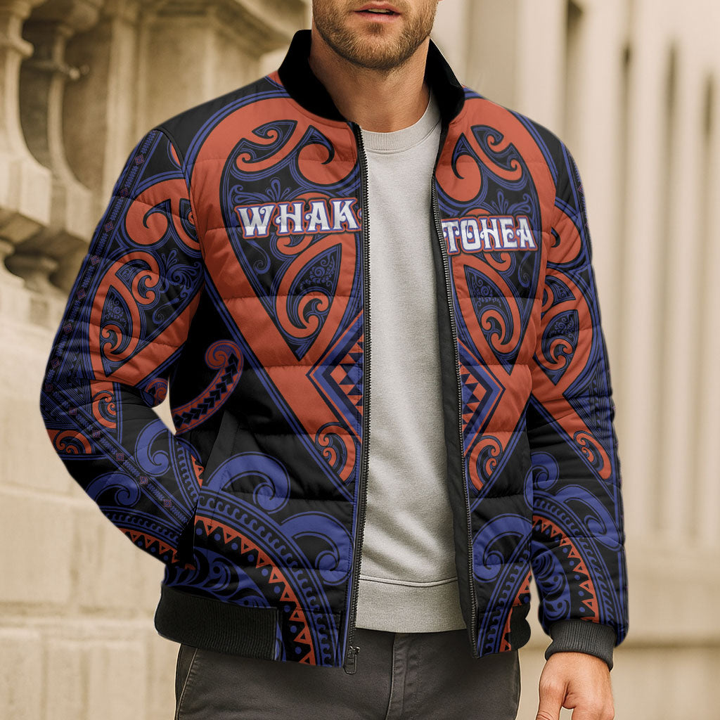 Custom Aotearoa Whakatohea Bomber Puffer Jacket Maori Tribal Pattern LT05 - Polynesian Pride