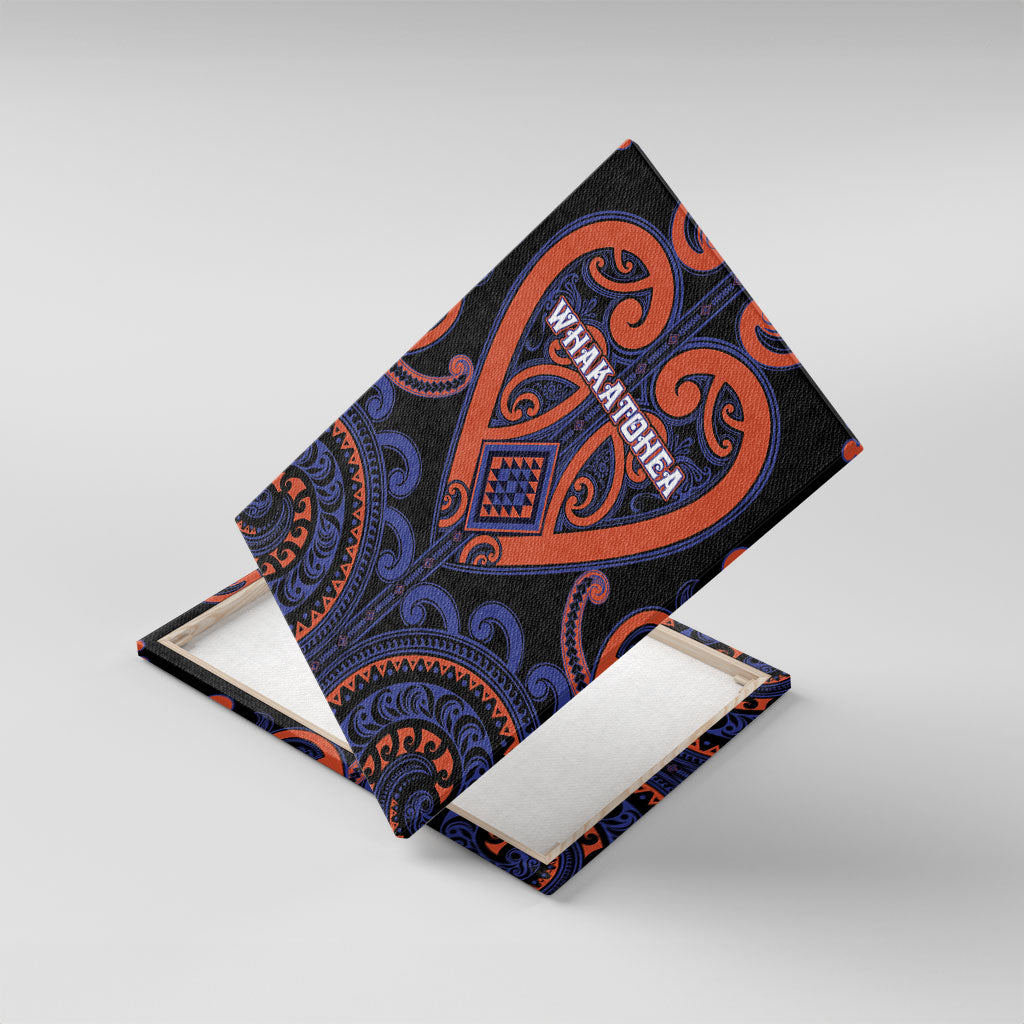Aotearoa Whakatohea Canvas Wall Art Maori Tribal Pattern LT05 With Frame Navy - Polynesian Pride