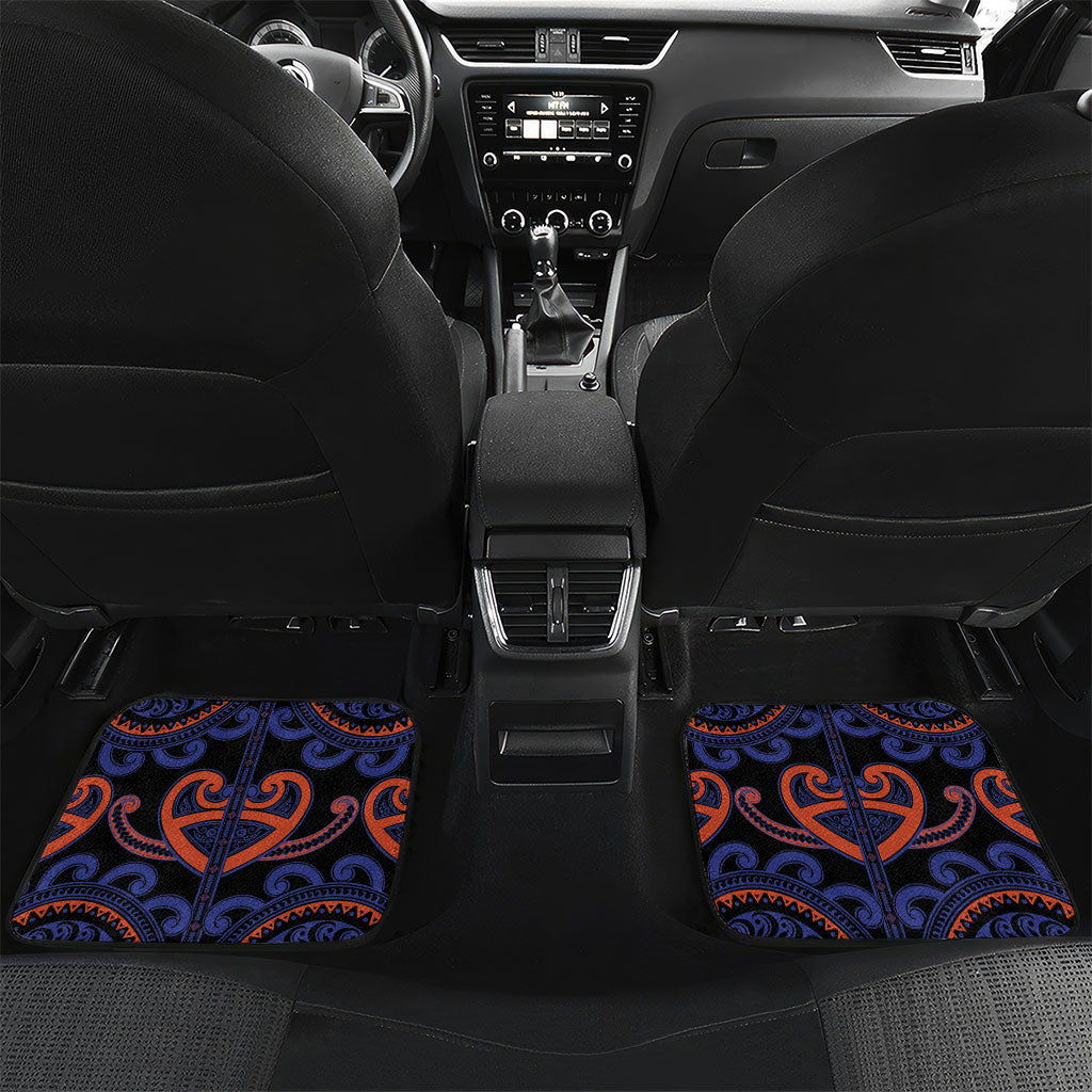 Custom Aotearoa Whakatohea Car Mats Maori Tribal Pattern LT05 Set 2pcs - Back Navy - Polynesian Pride
