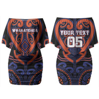 Custom Aotearoa Whakatohea Couples Matching Off Shoulder Short Dress and Long Sleeve Button Shirt Maori Tribal Pattern LT05 - Polynesian Pride