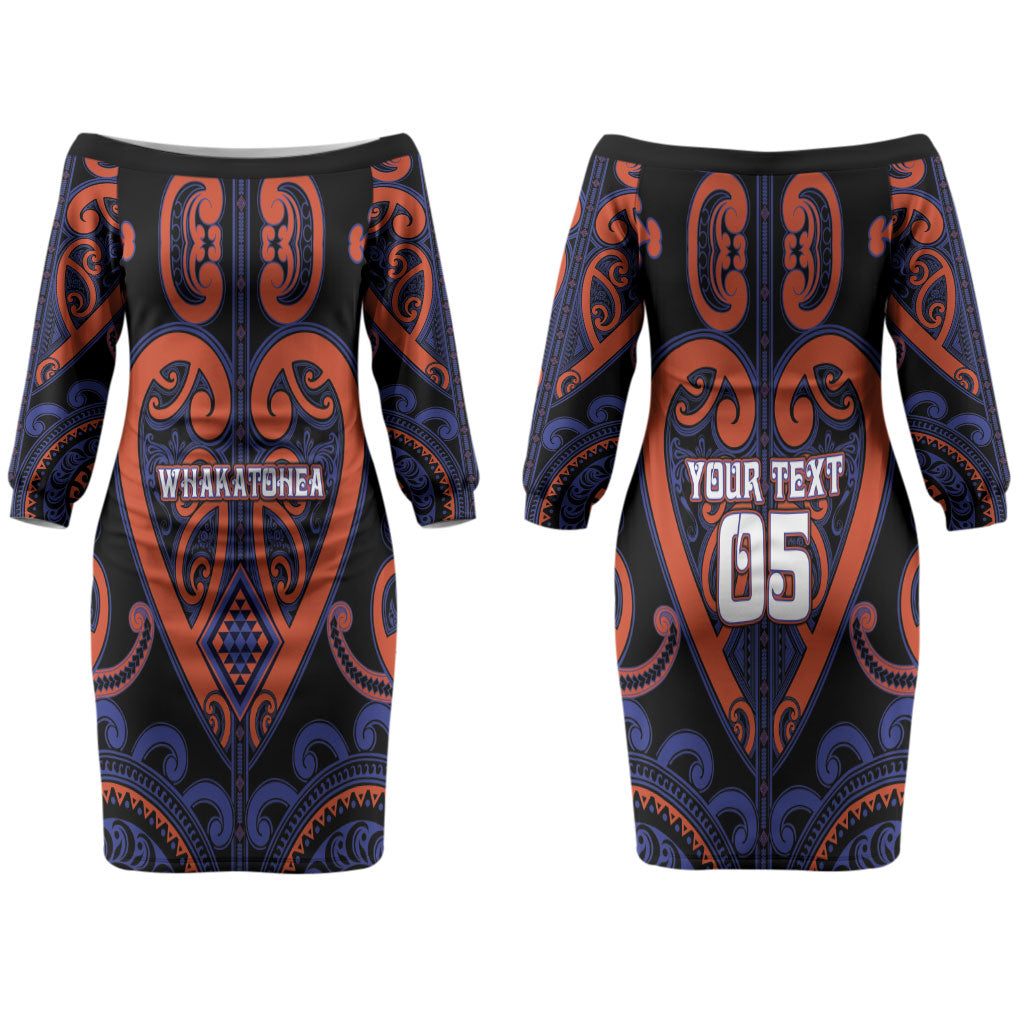 Custom Aotearoa Whakatohea Couples Matching Off The Shoulder Long Sleeve Dress and Long Sleeve Button Shirt Maori Tribal Pattern LT05 - Polynesian Pride