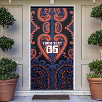 Custom Aotearoa Whakatohea Door Cover Maori Tribal Pattern LT05 Navy - Polynesian Pride