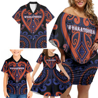 Custom Aotearoa Whakatohea Family Matching Off Shoulder Short Dress and Hawaiian Shirt Maori Tribal Pattern LT05 - Polynesian Pride