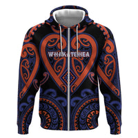 Custom Aotearoa Whakatohea Hoodie Maori Tribal Pattern LT05 Zip Hoodie Navy - Polynesian Pride