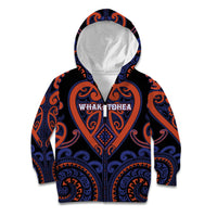 Custom Aotearoa Whakatohea Kid Hoodie Maori Tribal Pattern LT05 Zip Hoodie Navy - Polynesian Pride
