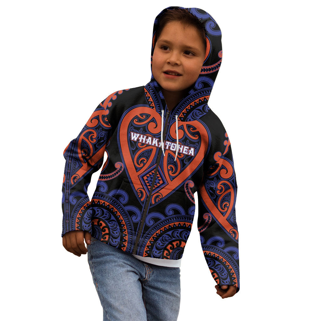Custom Aotearoa Whakatohea Kid Hoodie Maori Tribal Pattern LT05 - Polynesian Pride