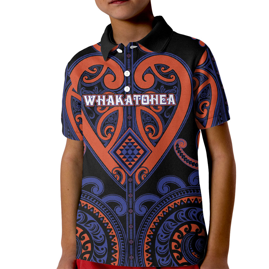 Custom Aotearoa Whakatohea Kid Polo Shirt Maori Tribal Pattern LT05 Kid Navy - Polynesian Pride