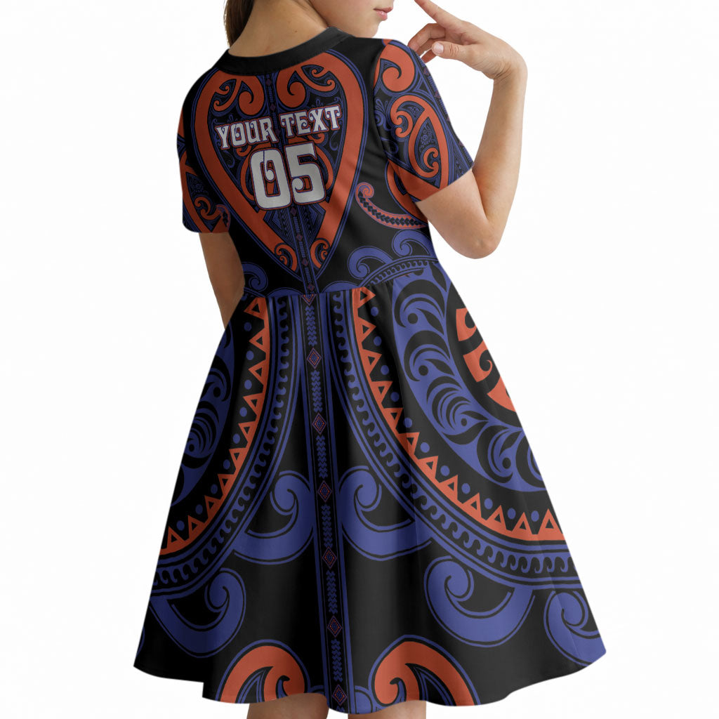 Custom Aotearoa Whakatohea Kid Short Sleeve Dress Maori Tribal Pattern LT05 - Polynesian Pride