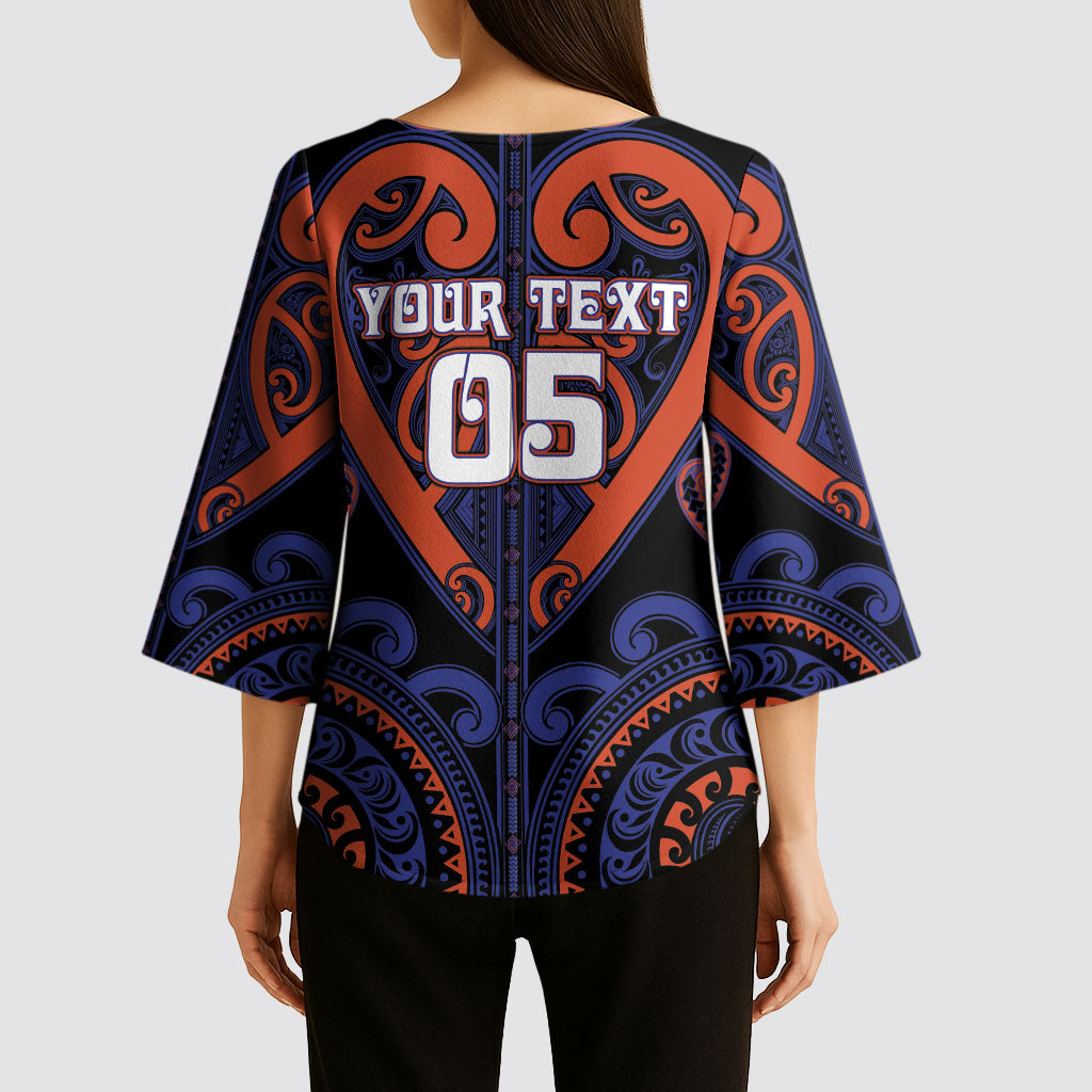 Custom Aotearoa Whakatohea Kimono Sleeve Blouse Maori Tribal Pattern LT05 - Polynesian Pride