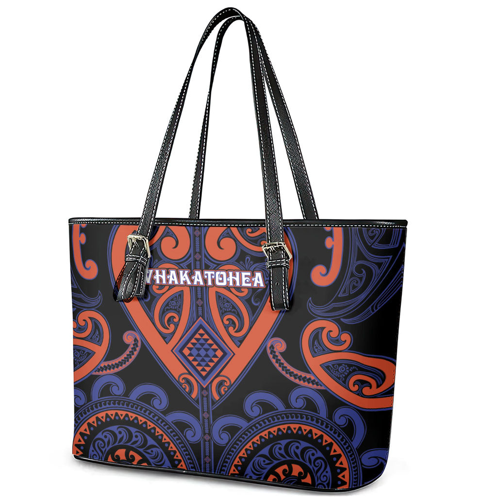 Aotearoa Whakatohea Leather Tote Bag Maori Tribal Pattern LT05 - Polynesian Pride