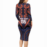 Custom Aotearoa Whakatohea Long Sleeve Bodycon Dress Maori Tribal Pattern LT05 - Polynesian Pride