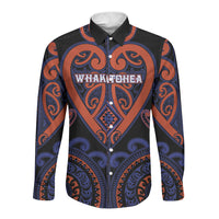 Custom Aotearoa Whakatohea Long Sleeve Button Shirt Maori Tribal Pattern LT05 Unisex Navy - Polynesian Pride