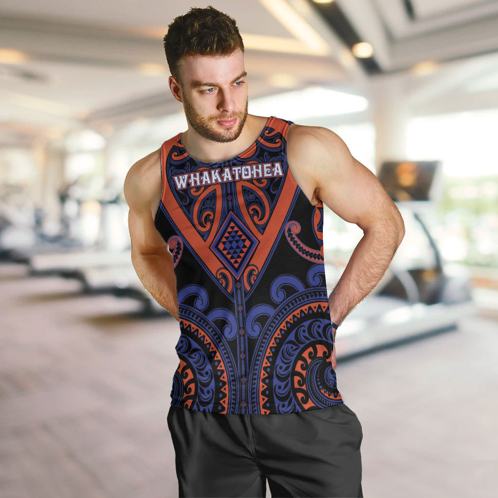 Custom Aotearoa Whakatohea Men Tank Top Maori Tribal Pattern LT05 Navy - Polynesian Pride