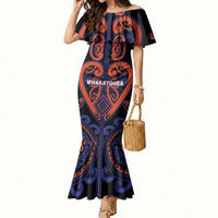 Custom Aotearoa Whakatohea Mermaid Dress Maori Tribal Pattern LT05 Women Navy - Polynesian Pride