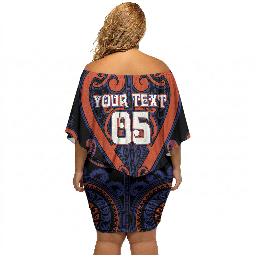 Custom Aotearoa Whakatohea Off Shoulder Short Dress Maori Tribal Pattern LT05 - Polynesian Pride