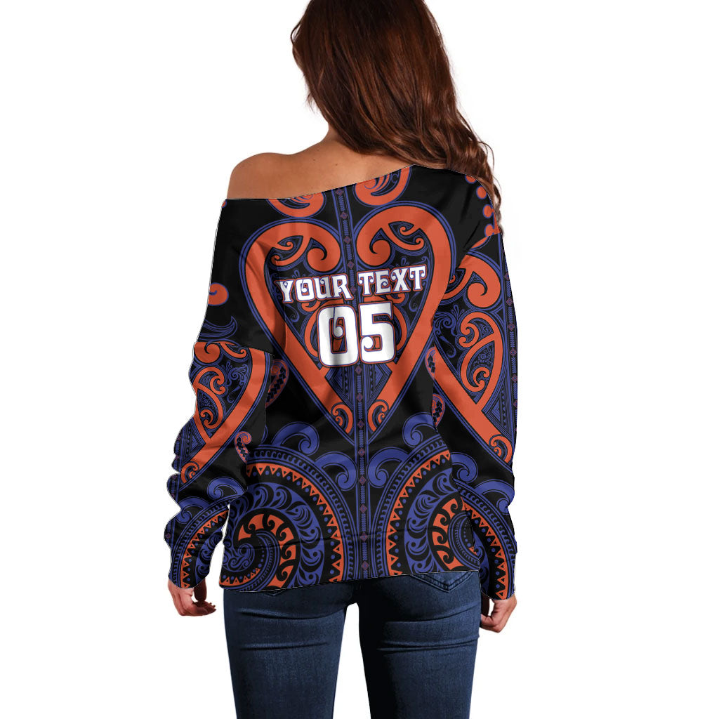 Custom Aotearoa Whakatohea Off Shoulder Sweater Maori Tribal Pattern LT05 - Polynesian Pride