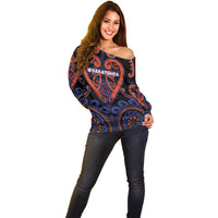 Custom Aotearoa Whakatohea Off Shoulder Sweater Maori Tribal Pattern LT05 - Polynesian Pride