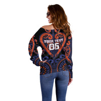 Custom Aotearoa Whakatohea Off Shoulder Sweater Maori Tribal Pattern LT05 - Polynesian Pride