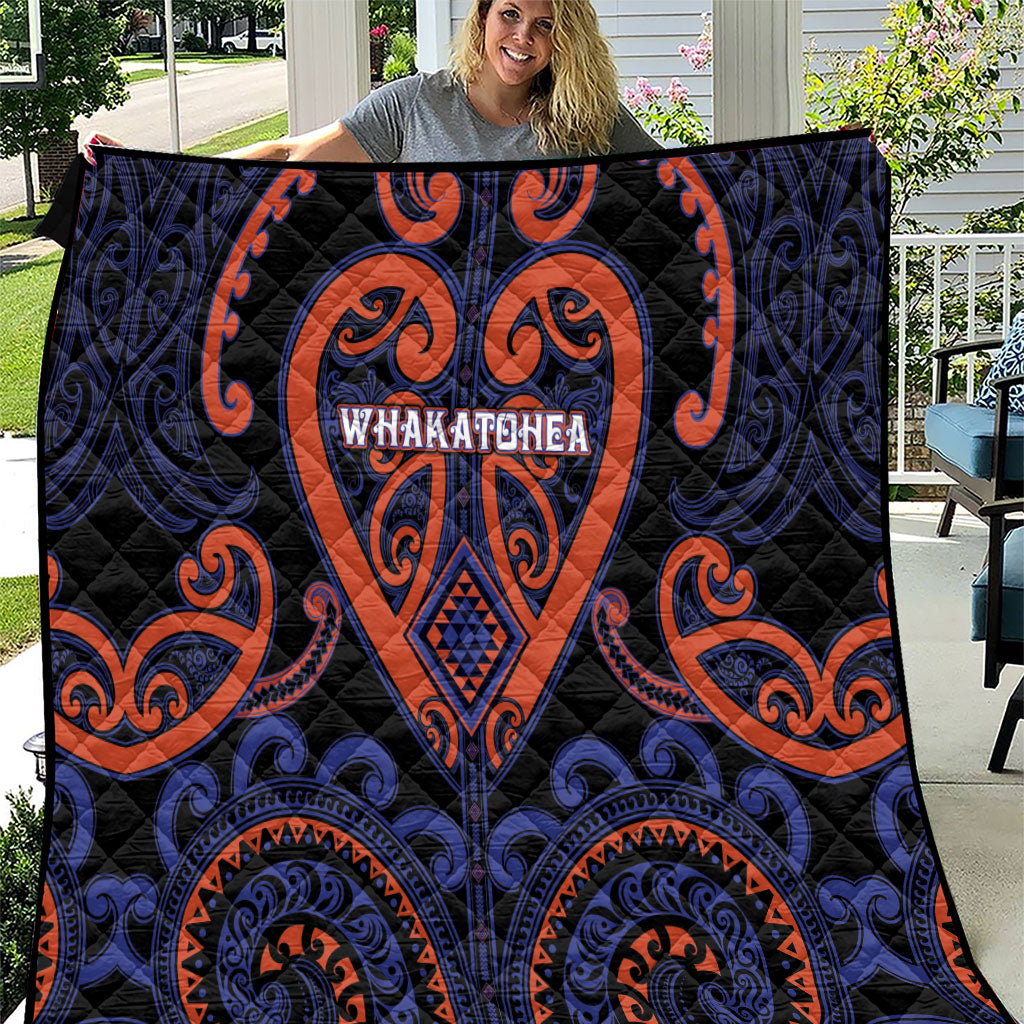 Aotearoa Whakatohea Quilt Maori Tribal Pattern LT05 Navy - Polynesian Pride