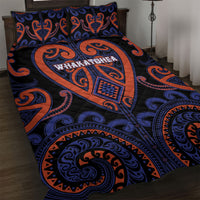 Aotearoa Whakatohea Quilt Bed Set Maori Tribal Pattern LT05 Navy - Polynesian Pride