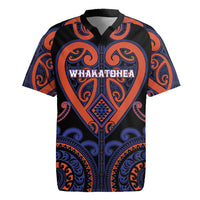 Custom Aotearoa Whakatohea Rugby Jersey Maori Tribal Pattern LT05 Navy - Polynesian Pride