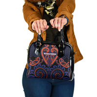 Aotearoa Whakatohea Shoulder Handbag Maori Tribal Pattern LT05 One Size Navy - Polynesian Pride