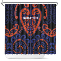 Aotearoa Whakatohea Shower Curtain Maori Tribal Pattern LT05 Navy - Polynesian Pride