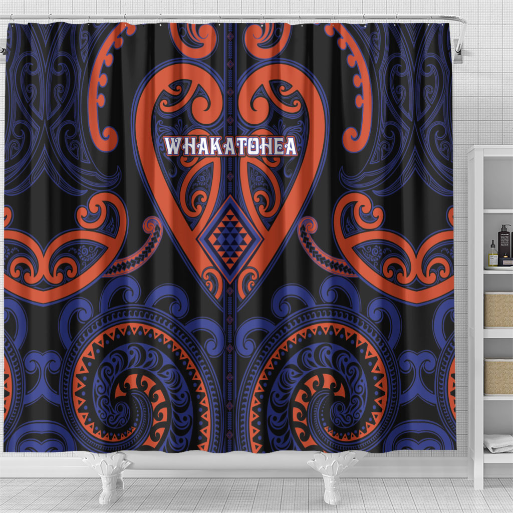 Aotearoa Whakatohea Shower Curtain Maori Tribal Pattern LT05 - Polynesian Pride