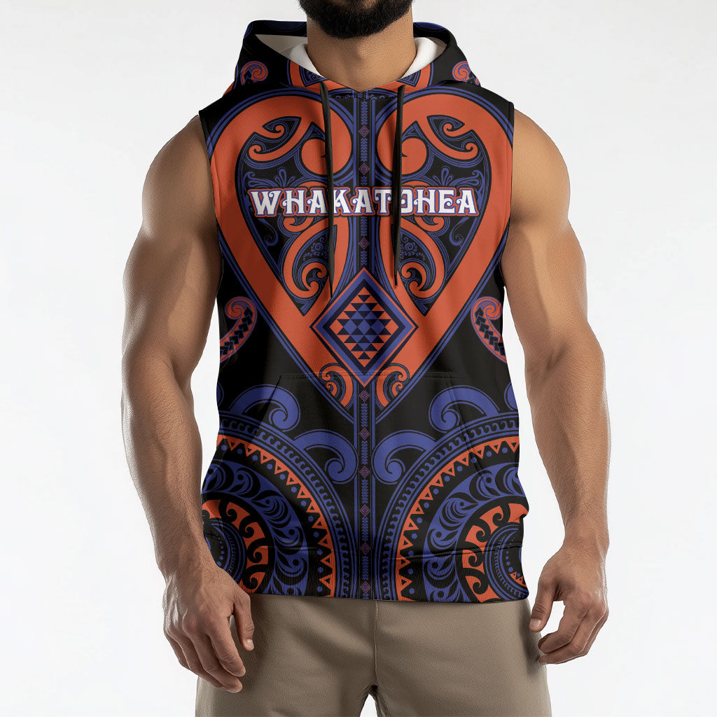 Custom Aotearoa Whakatohea Sleeveless Hoodie Maori Tribal Pattern LT05 - Polynesian Pride