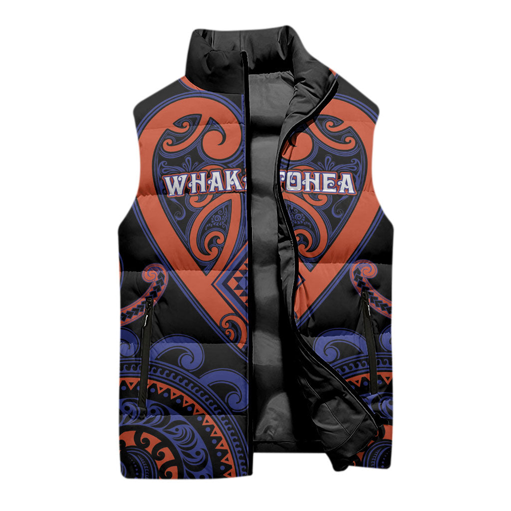 Custom Aotearoa Whakatohea Sleeveless Puffer Jacket Maori Tribal Pattern LT05 - Polynesian Pride
