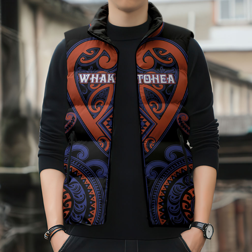 Custom Aotearoa Whakatohea Sleeveless Puffer Jacket Maori Tribal Pattern LT05 - Polynesian Pride