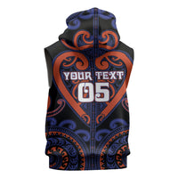 Custom Aotearoa Whakatohea Sleeveless Zip Hoodie Maori Tribal Pattern LT05 - Polynesian Pride