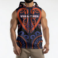 Custom Aotearoa Whakatohea Sleeveless Zip Hoodie Maori Tribal Pattern LT05 - Polynesian Pride