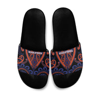 Aotearoa Whakatohea Slide Sandals Maori Tribal Pattern LT05 Navy - Polynesian Pride