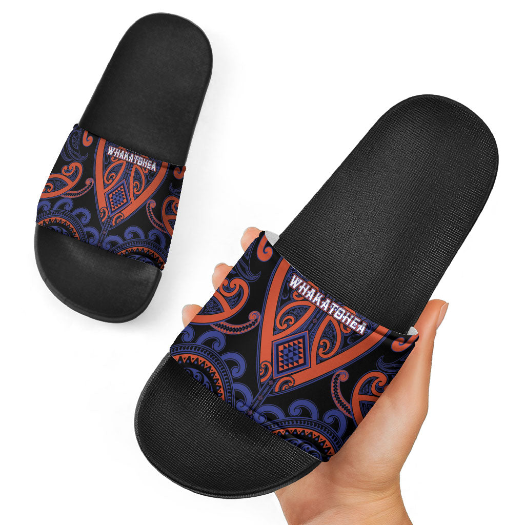 Aotearoa Whakatohea Slide Sandals Maori Tribal Pattern LT05 - Polynesian Pride
