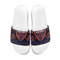 Aotearoa Whakatohea Slide Sandals Maori Tribal Pattern LT05 Navy - Polynesian Pride