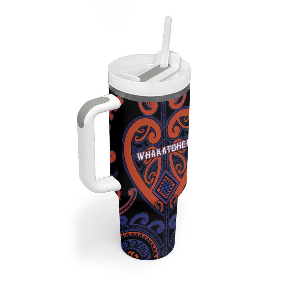 Custom Aotearoa Whakatohea Tumbler With Handle Maori Tribal Pattern LT05 - Polynesian Pride