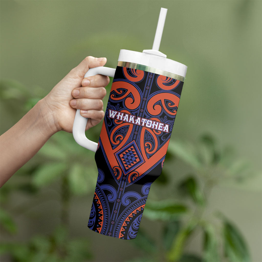 Custom Aotearoa Whakatohea Tumbler With Handle Maori Tribal Pattern LT05 - Polynesian Pride
