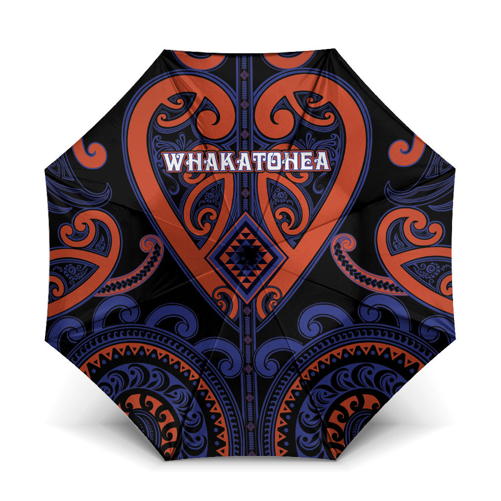 Aotearoa Whakatohea Umbrella Maori Tribal Pattern LT05 One Size Folded 11.42 inch Opened Diameter 37.4 inch Navy - Polynesian Pride